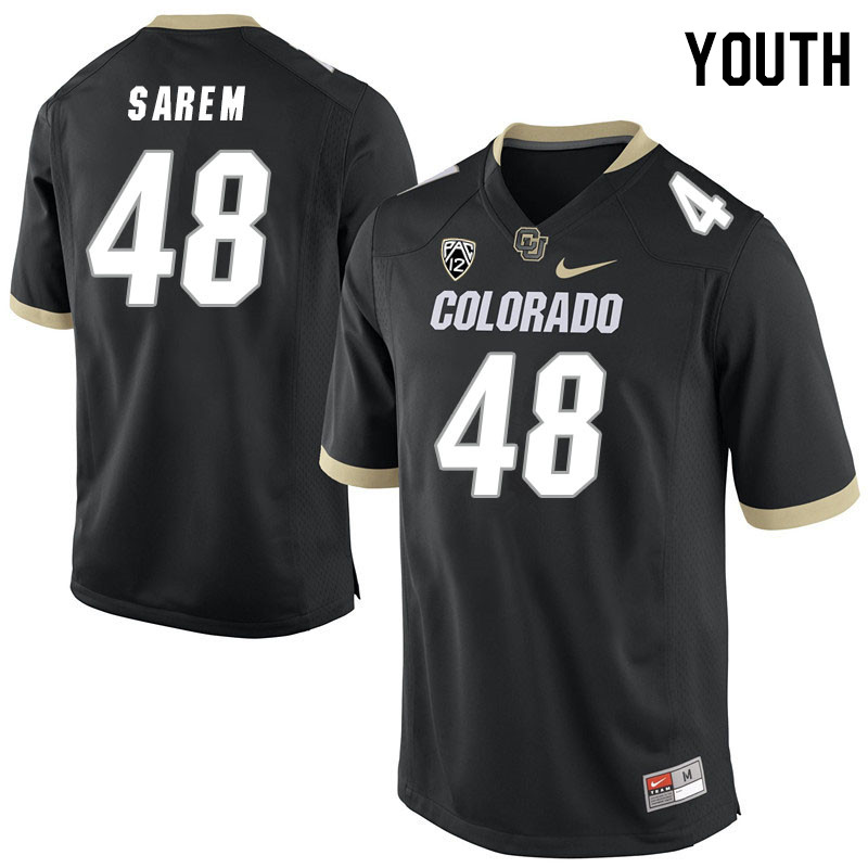 Youth #48 Christian Sarem Colorado Buffaloes College Football Jerseys Stitched Sale-Black - Click Image to Close
